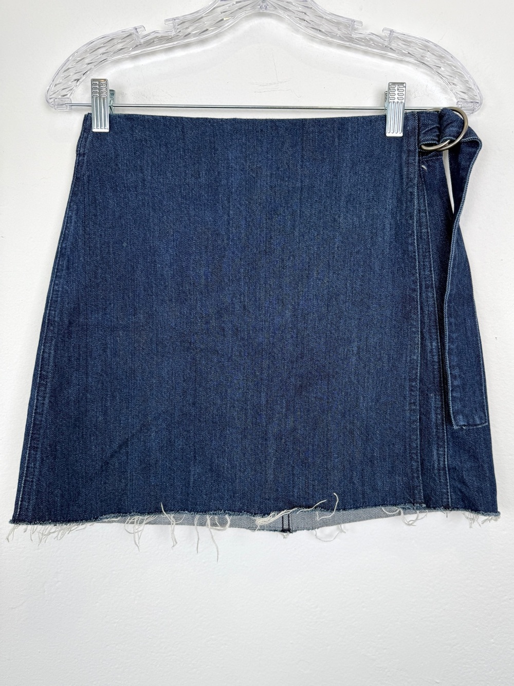 Madewell Size 4 Dark Wash Denim Wrap Tie Waist Mini Skirt